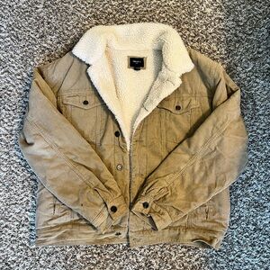 Forever 21 Tan Corduroy Jacket with Sherpa Collar